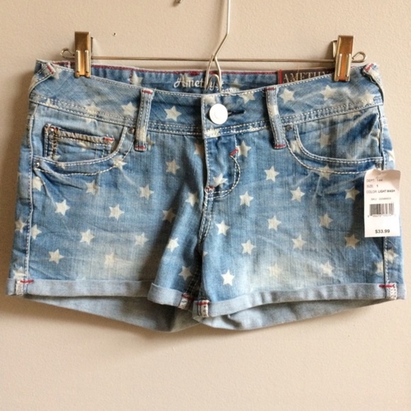 Amethyst Jeans Pants - Amethyst Jeans Star Print Faded Denim Shorts New